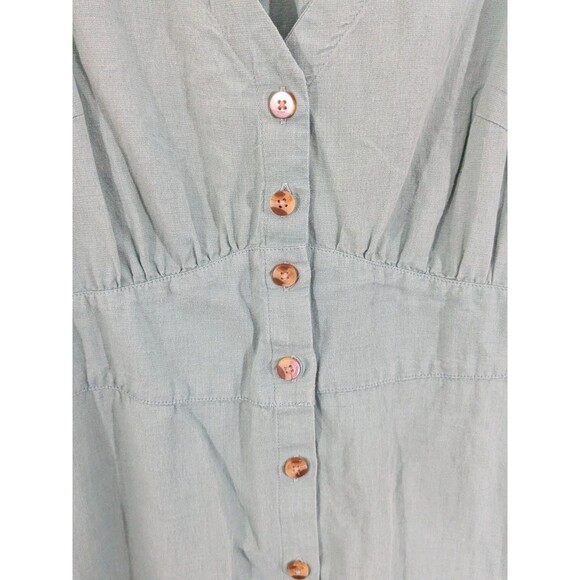 Pact Green Canopy Button Front Midi Dress Womens M Organic Cotton Linen Prairie - Picture 4 of 7